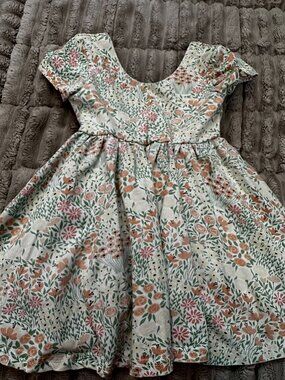 Ollie Jay Children's Twirl Dress, Wildflower Garden Print, Cap Sleeves